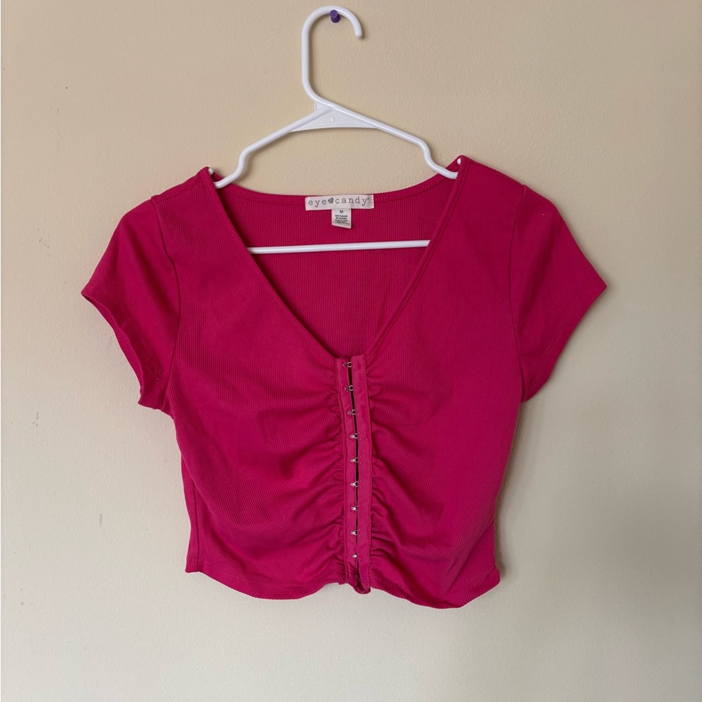 Eye Candy Fuchsia Ruched Blouse
